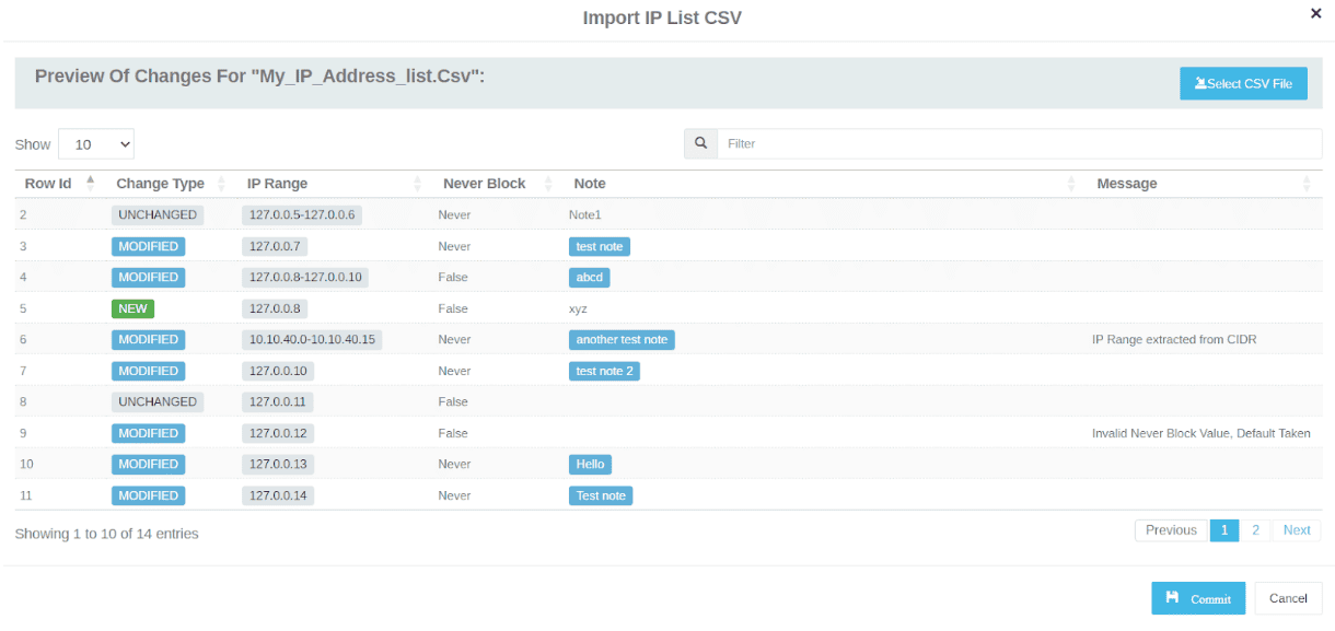 Cerberus FTP Server - IP Import Window